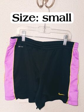 Nike Black & Purple Dri-FIT Athletic Shorts with Yellow Trim
